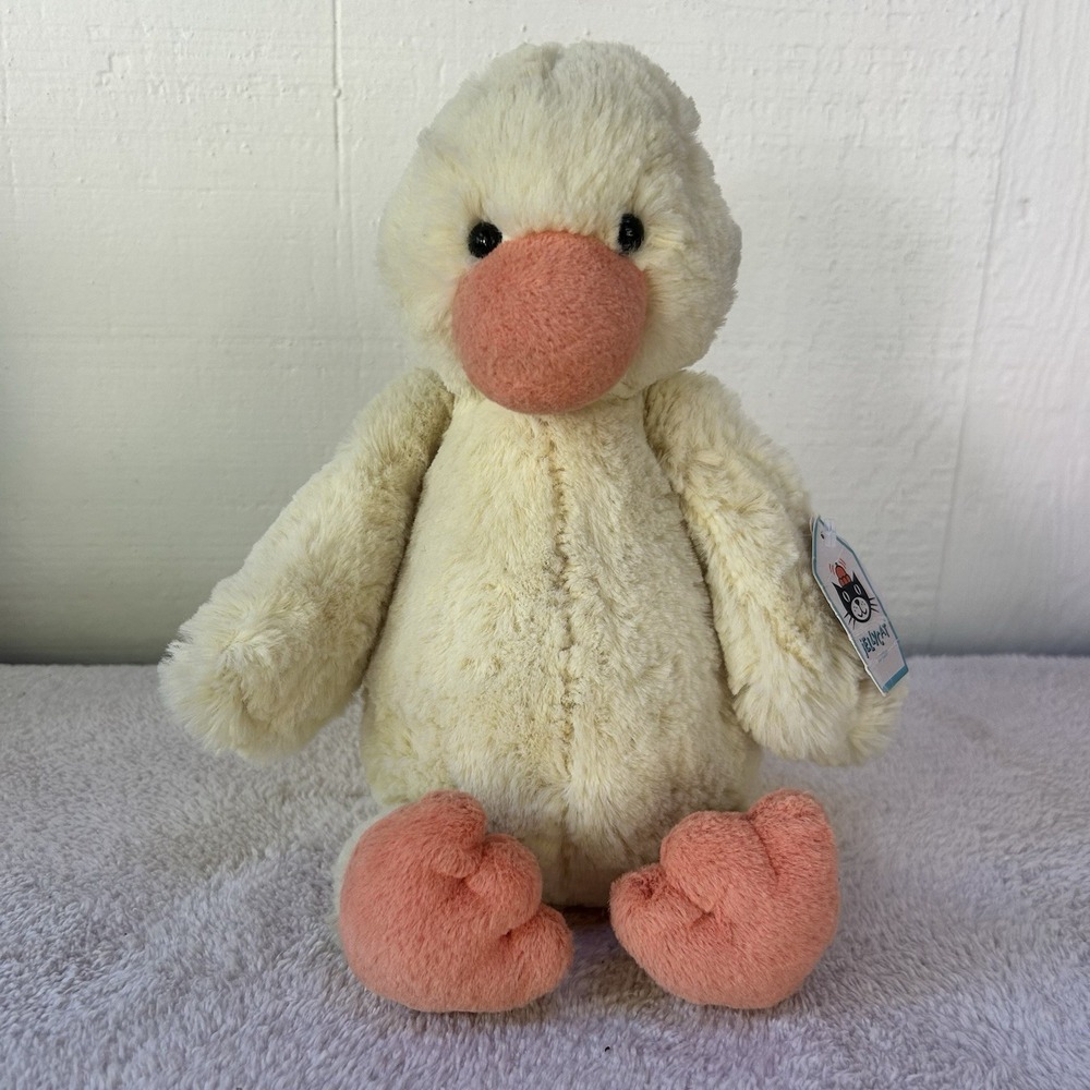NWT Jellycat Yellow Bashful Duckling Medium Stuffed Animal Plush 12"